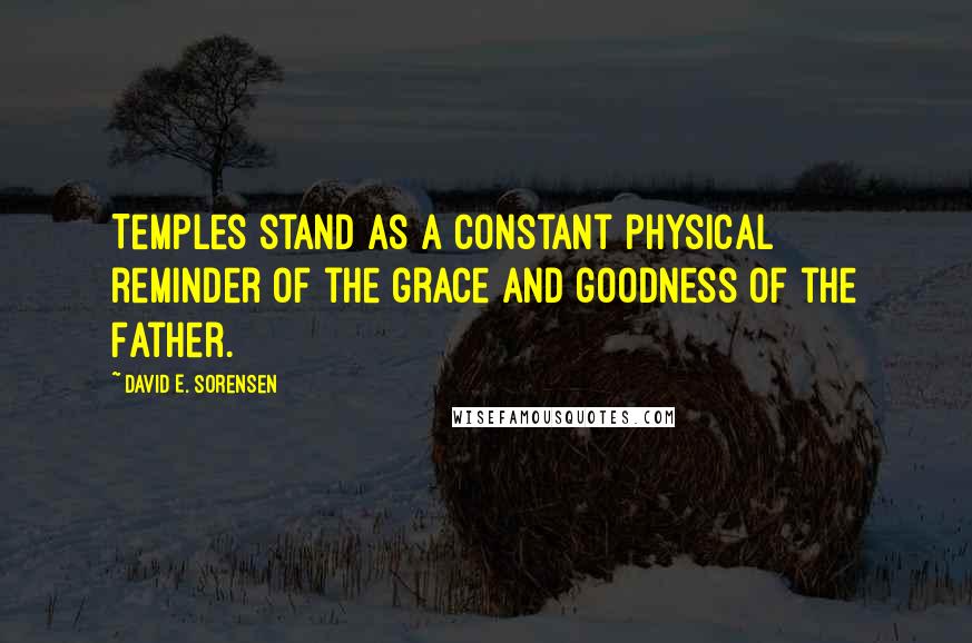 David E. Sorensen Quotes: Temples stand as a constant physical reminder of the grace and goodness of the Father.