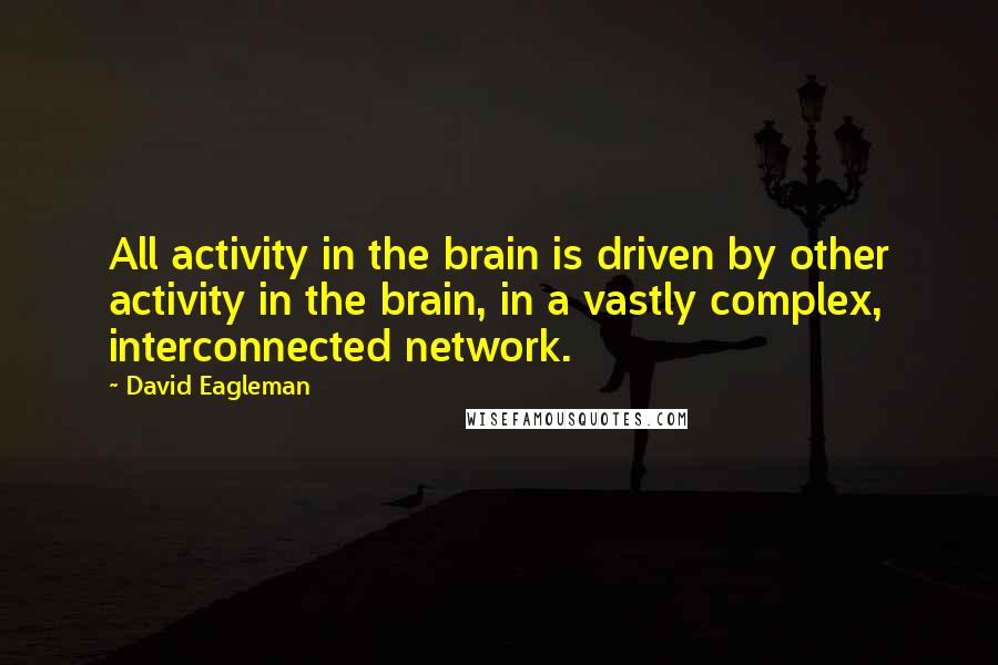 David Eagleman Quotes: All activity in the brain is driven by other activity in the brain, in a vastly complex, interconnected network.