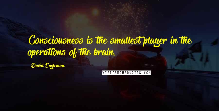 David Eagleman Quotes: Consciousness is the smallest player in the operations of the brain.