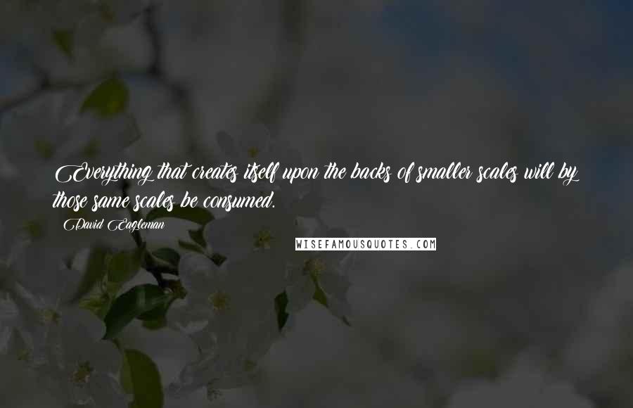 David Eagleman Quotes: Everything that creates itself upon the backs of smaller scales will by those same scales be consumed.