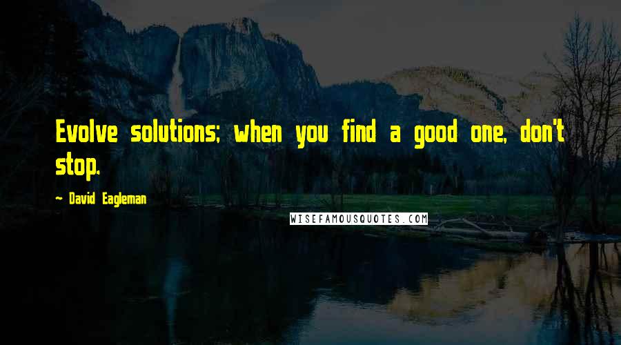 David Eagleman Quotes: Evolve solutions; when you find a good one, don't stop.