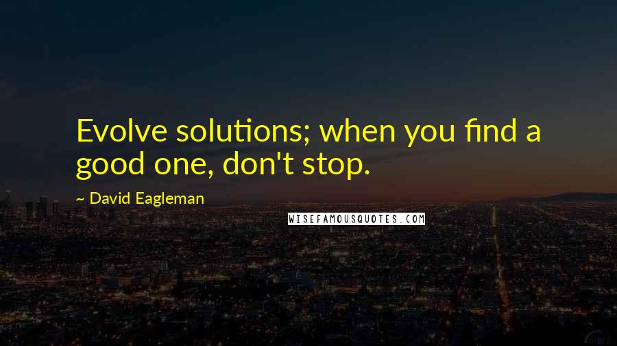 David Eagleman Quotes: Evolve solutions; when you find a good one, don't stop.