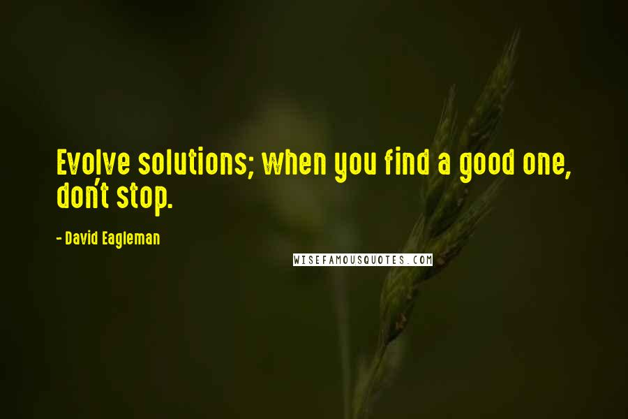 David Eagleman Quotes: Evolve solutions; when you find a good one, don't stop.