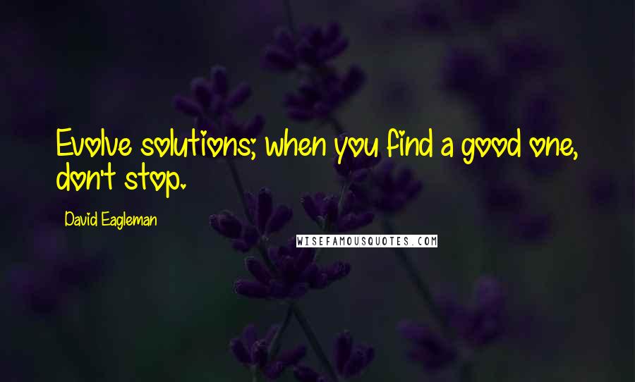 David Eagleman Quotes: Evolve solutions; when you find a good one, don't stop.