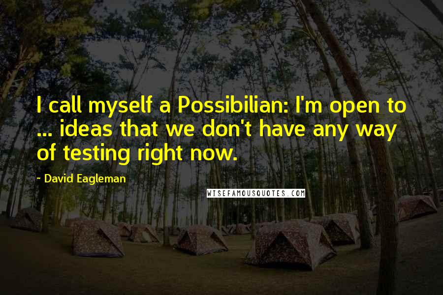 David Eagleman Quotes: I call myself a Possibilian: I'm open to ... ideas that we don't have any way of testing right now.