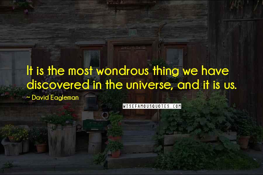 David Eagleman Quotes: It is the most wondrous thing we have discovered in the universe, and it is us.