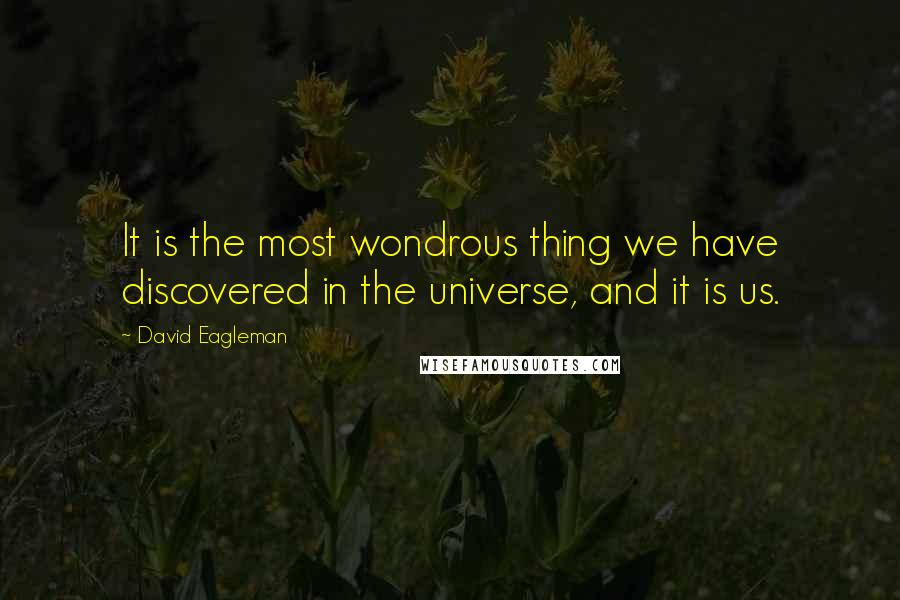 David Eagleman Quotes: It is the most wondrous thing we have discovered in the universe, and it is us.