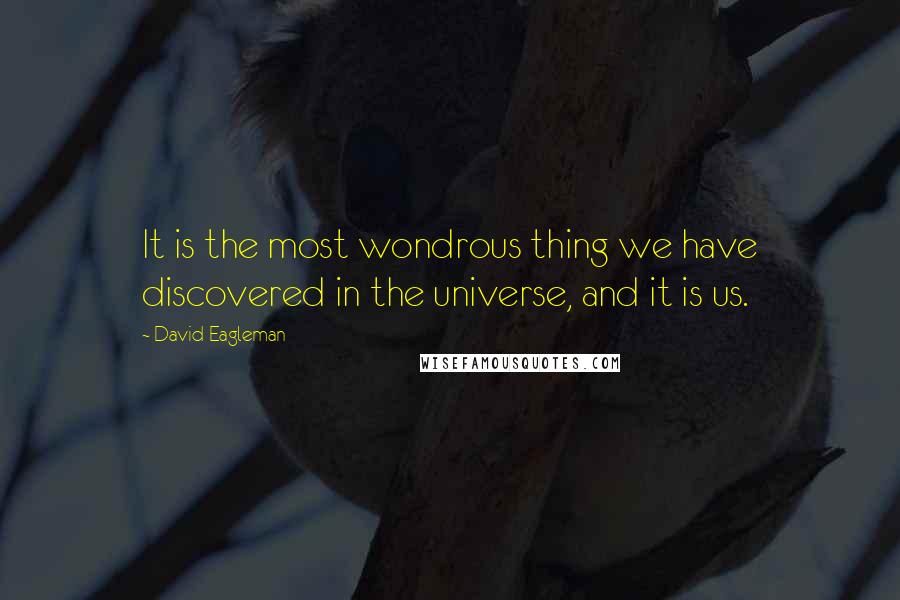 David Eagleman Quotes: It is the most wondrous thing we have discovered in the universe, and it is us.