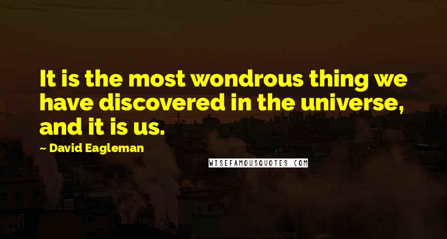 David Eagleman Quotes: It is the most wondrous thing we have discovered in the universe, and it is us.