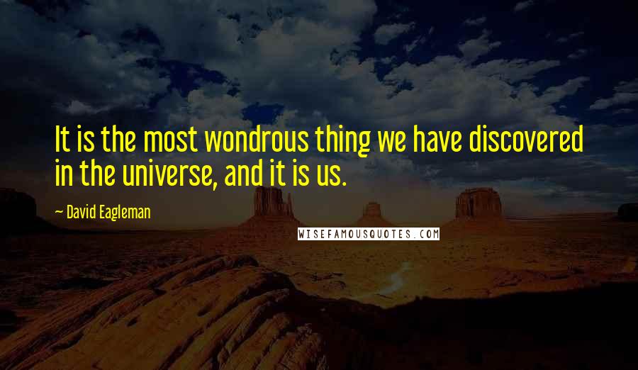 David Eagleman Quotes: It is the most wondrous thing we have discovered in the universe, and it is us.