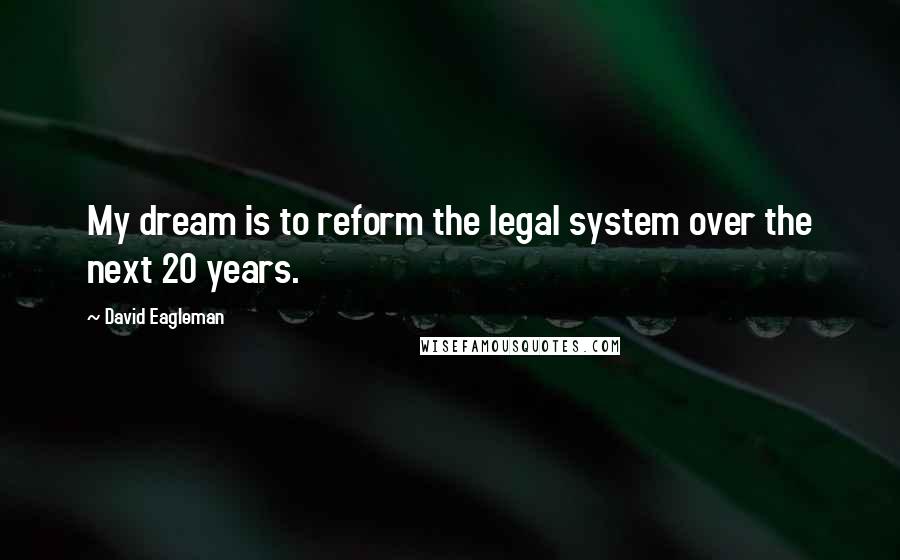 David Eagleman Quotes: My dream is to reform the legal system over the next 20 years.