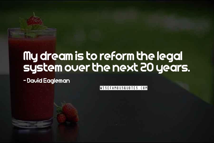 David Eagleman Quotes: My dream is to reform the legal system over the next 20 years.