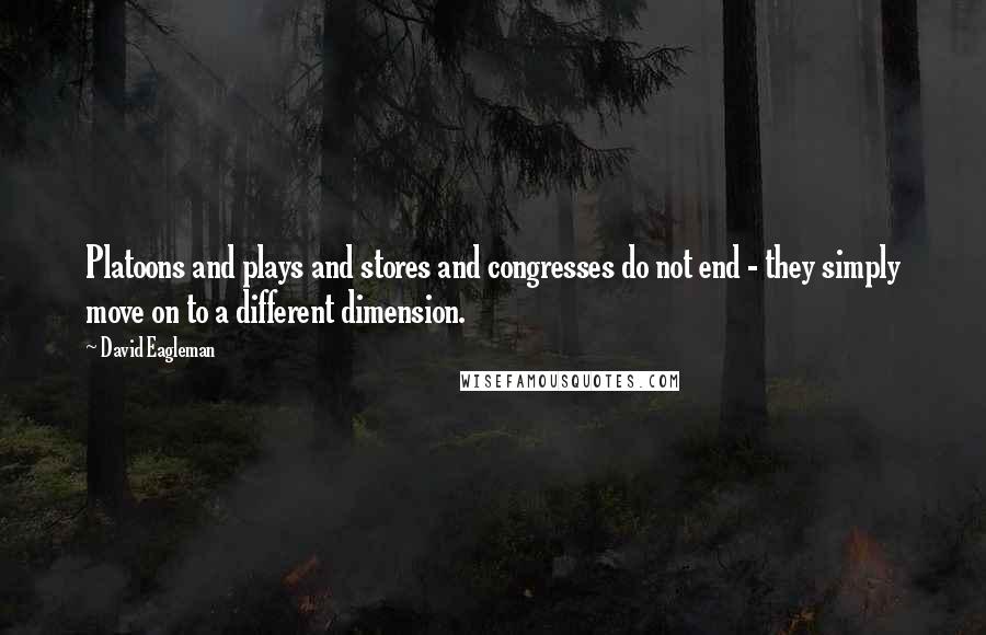 David Eagleman Quotes: Platoons and plays and stores and congresses do not end - they simply move on to a different dimension.