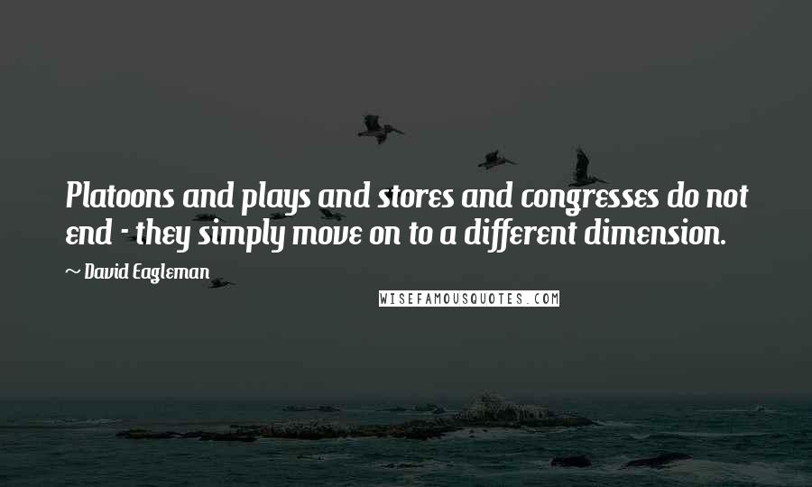 David Eagleman Quotes: Platoons and plays and stores and congresses do not end - they simply move on to a different dimension.