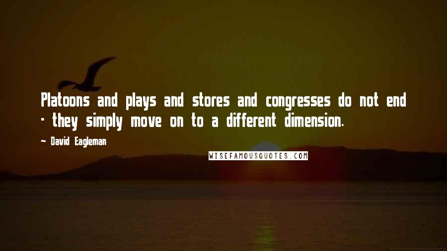 David Eagleman Quotes: Platoons and plays and stores and congresses do not end - they simply move on to a different dimension.