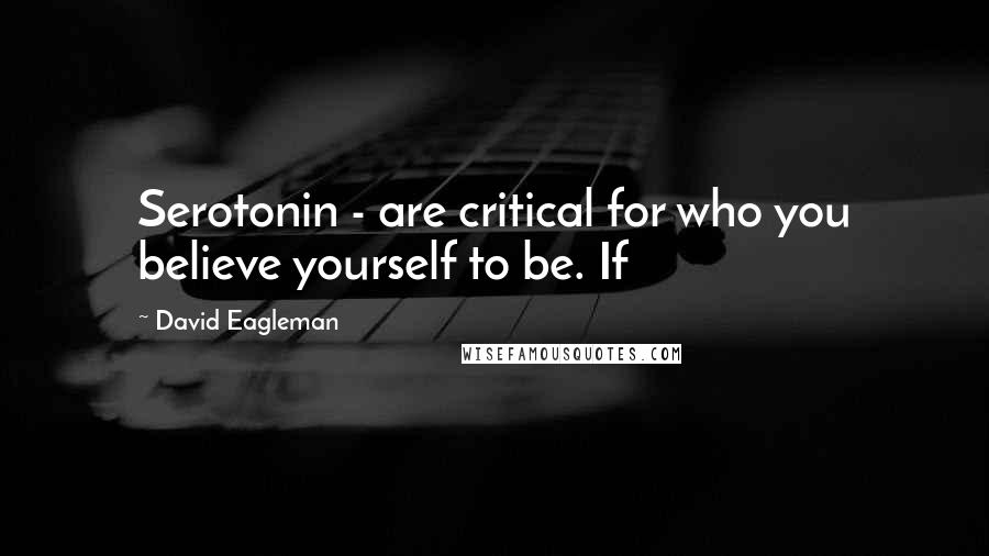 David Eagleman Quotes: Serotonin - are critical for who you believe yourself to be. If