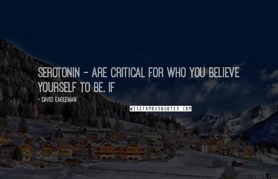 David Eagleman Quotes: Serotonin - are critical for who you believe yourself to be. If