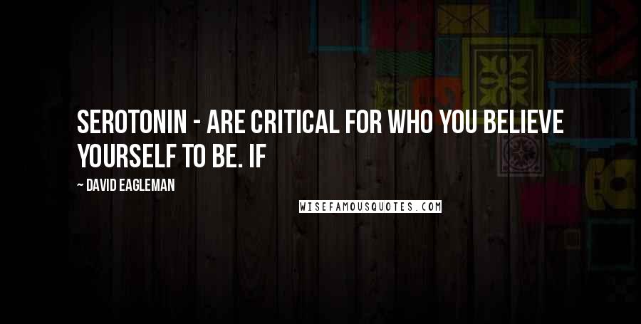 David Eagleman Quotes: Serotonin - are critical for who you believe yourself to be. If