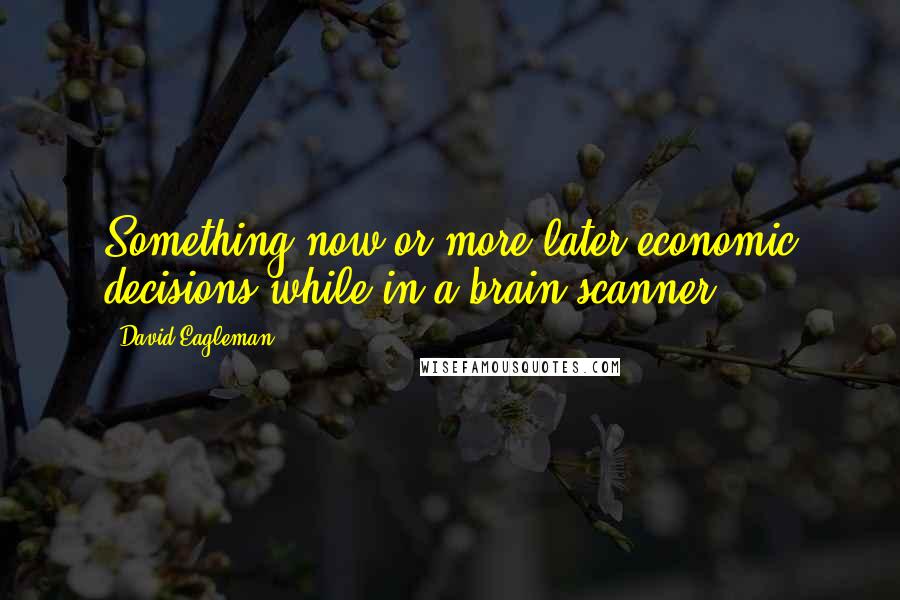 David Eagleman Quotes: Something-now-or-more-later economic decisions while in a brain scanner.