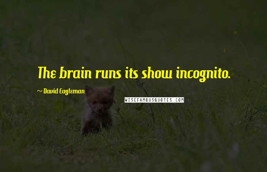 David Eagleman Quotes: The brain runs its show incognito.