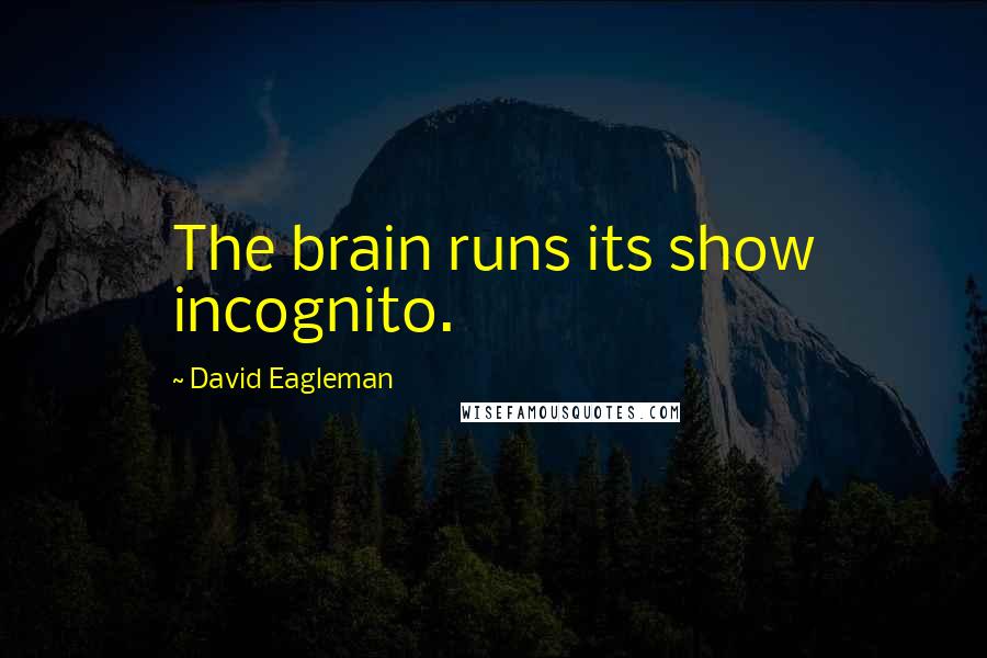 David Eagleman Quotes: The brain runs its show incognito.