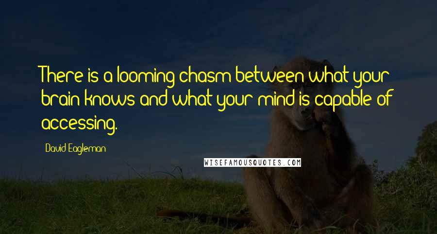 David Eagleman Quotes: There is a looming chasm between what your brain knows and what your mind is capable of accessing.