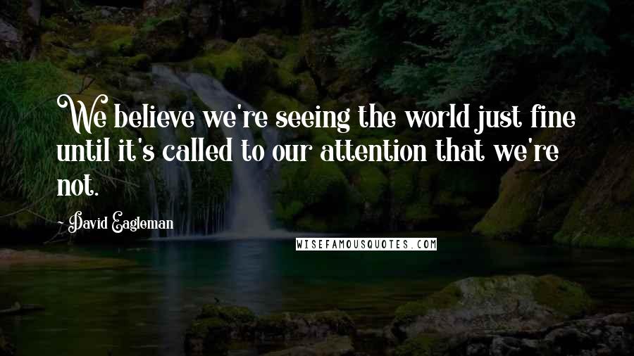 David Eagleman Quotes: We believe we're seeing the world just fine until it's called to our attention that we're not.