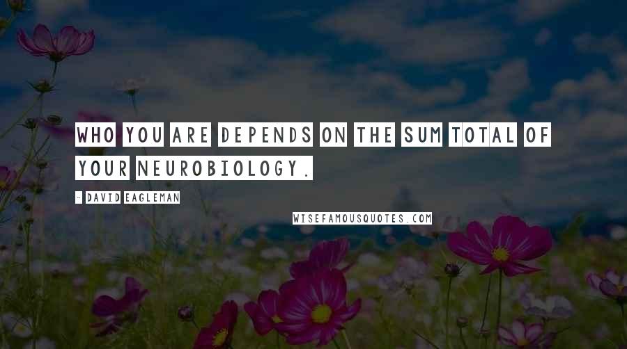 David Eagleman Quotes: Who you are depends on the sum total of your neurobiology.