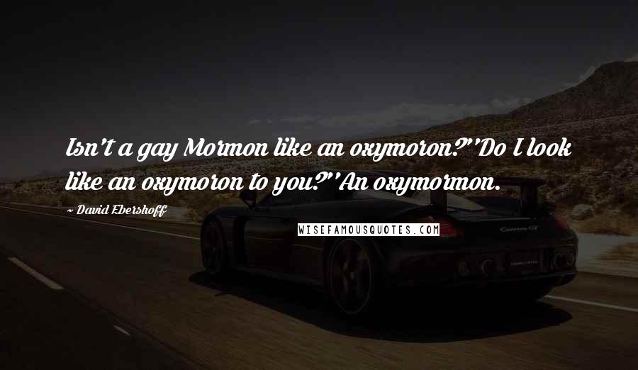 David Ebershoff Quotes: Isn't a gay Mormon like an oxymoron?''Do I look like an oxymoron to you?''An oxymormon.