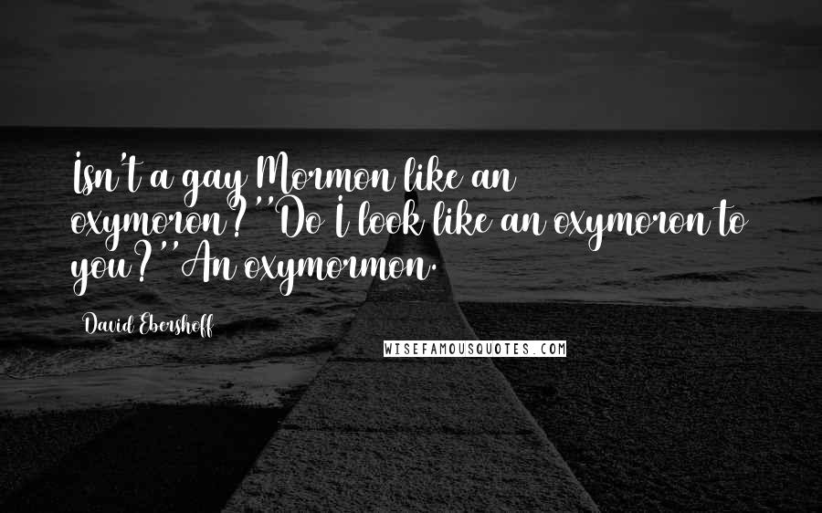 David Ebershoff Quotes: Isn't a gay Mormon like an oxymoron?''Do I look like an oxymoron to you?''An oxymormon.