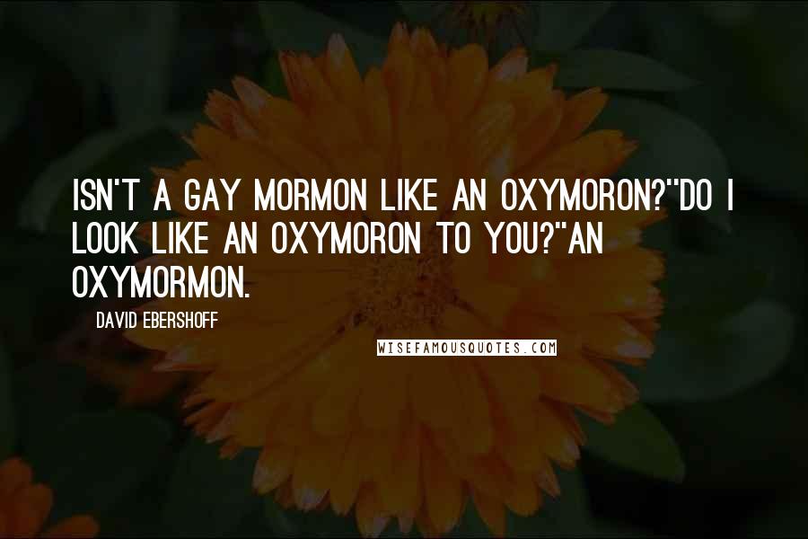 David Ebershoff Quotes: Isn't a gay Mormon like an oxymoron?''Do I look like an oxymoron to you?''An oxymormon.