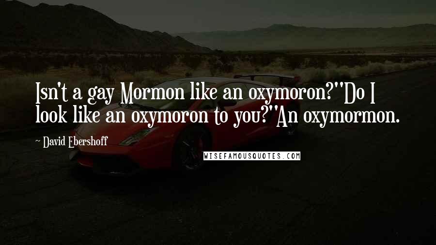 David Ebershoff Quotes: Isn't a gay Mormon like an oxymoron?''Do I look like an oxymoron to you?''An oxymormon.