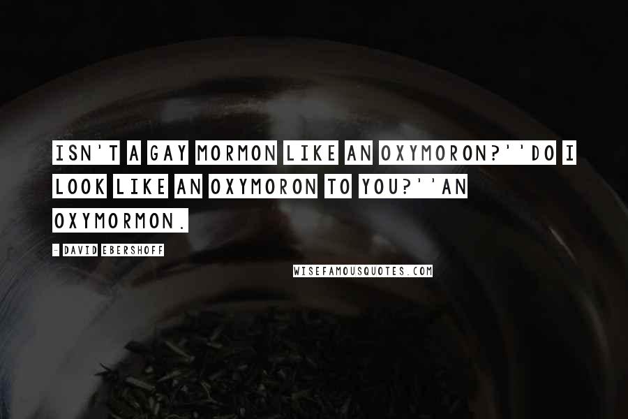 David Ebershoff Quotes: Isn't a gay Mormon like an oxymoron?''Do I look like an oxymoron to you?''An oxymormon.