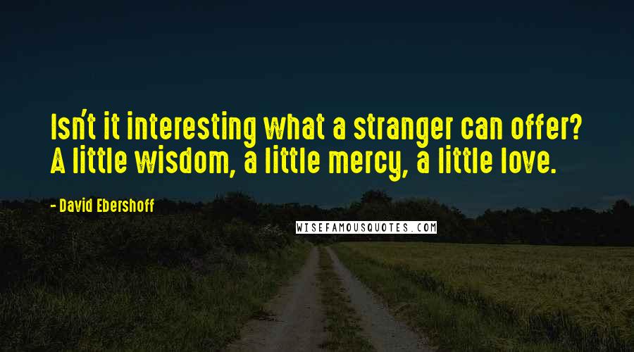 David Ebershoff Quotes: Isn't it interesting what a stranger can offer? A little wisdom, a little mercy, a little love.
