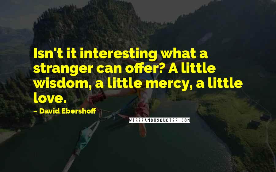 David Ebershoff Quotes: Isn't it interesting what a stranger can offer? A little wisdom, a little mercy, a little love.