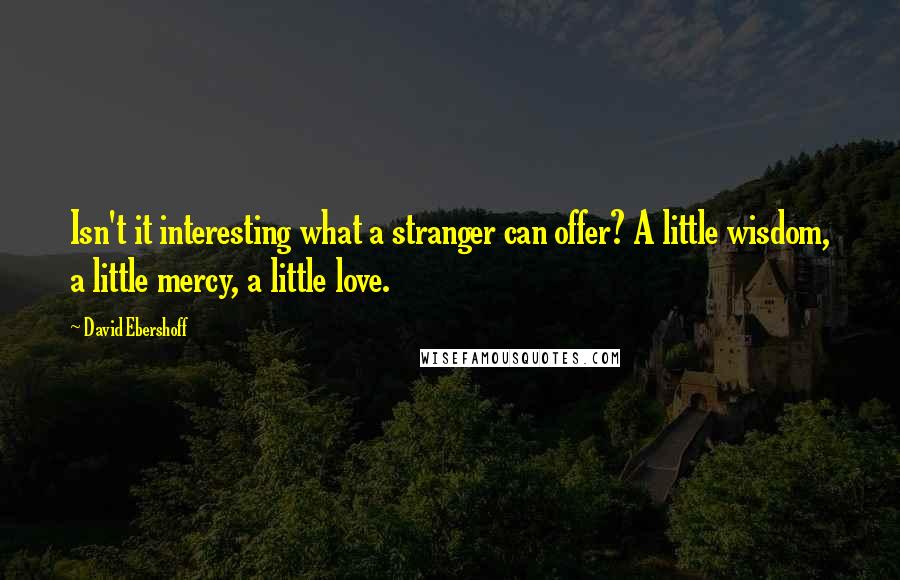 David Ebershoff Quotes: Isn't it interesting what a stranger can offer? A little wisdom, a little mercy, a little love.