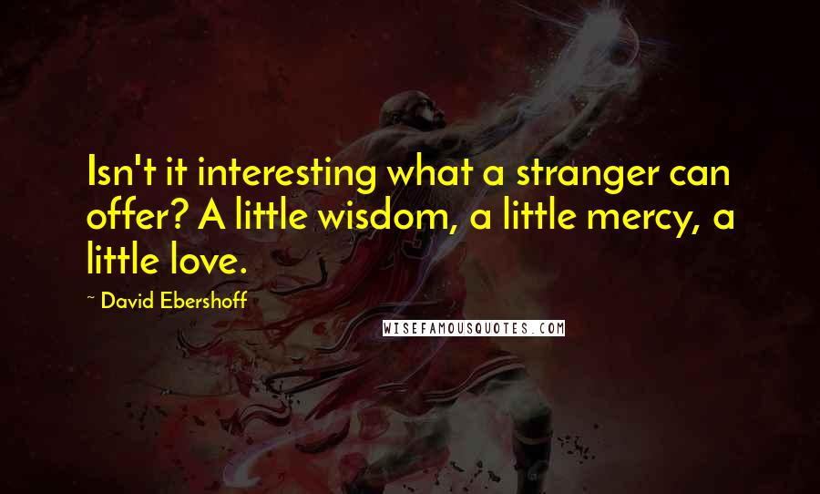 David Ebershoff Quotes: Isn't it interesting what a stranger can offer? A little wisdom, a little mercy, a little love.