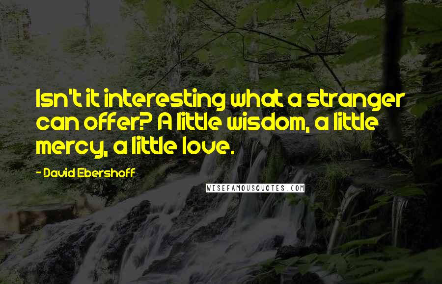 David Ebershoff Quotes: Isn't it interesting what a stranger can offer? A little wisdom, a little mercy, a little love.