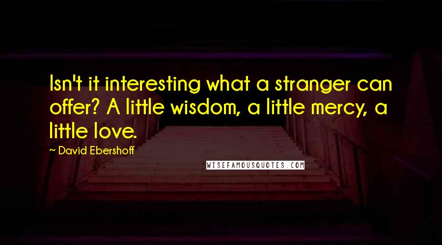 David Ebershoff Quotes: Isn't it interesting what a stranger can offer? A little wisdom, a little mercy, a little love.