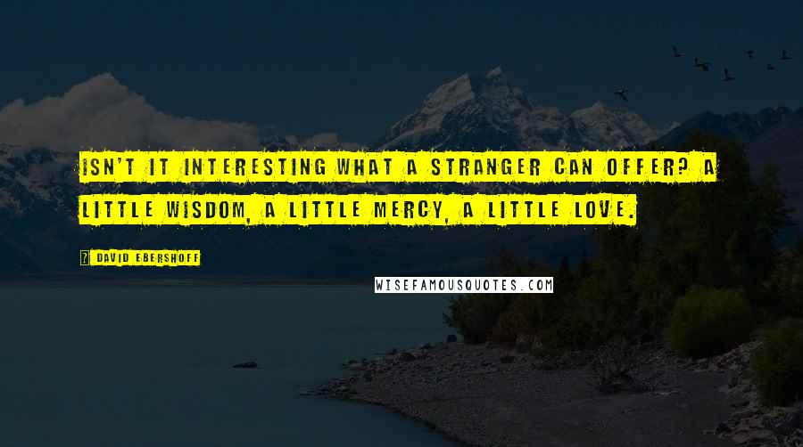 David Ebershoff Quotes: Isn't it interesting what a stranger can offer? A little wisdom, a little mercy, a little love.