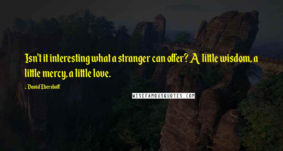 David Ebershoff Quotes: Isn't it interesting what a stranger can offer? A little wisdom, a little mercy, a little love.