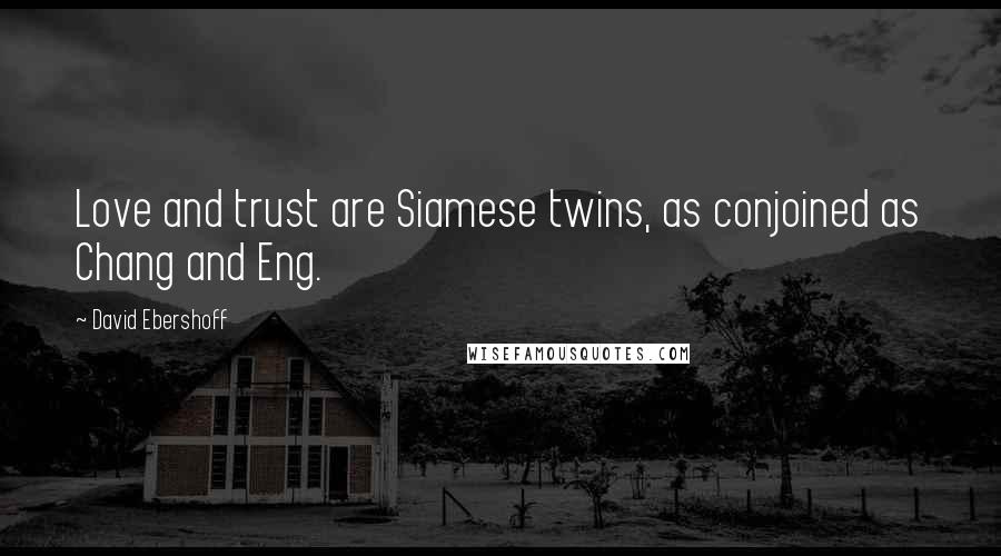 David Ebershoff Quotes: Love and trust are Siamese twins, as conjoined as Chang and Eng.