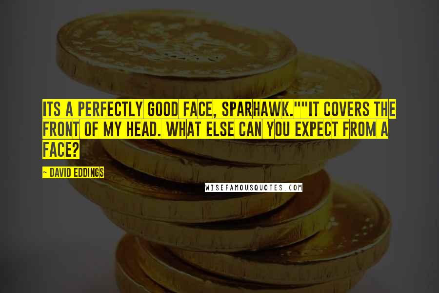 David Eddings Quotes: Its a perfectly good face, Sparhawk.""It covers the front of my head. What else can you expect from a face?