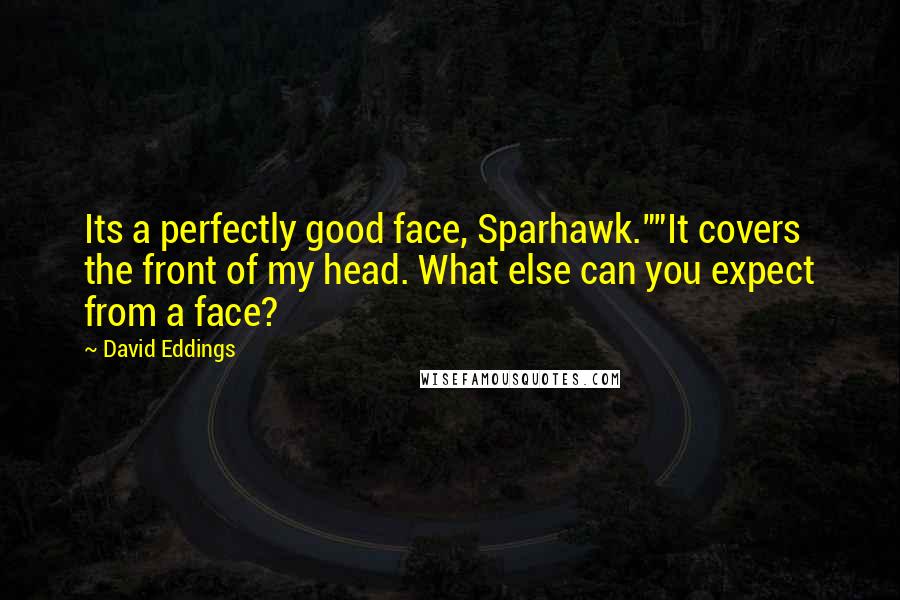 David Eddings Quotes: Its a perfectly good face, Sparhawk.""It covers the front of my head. What else can you expect from a face?
