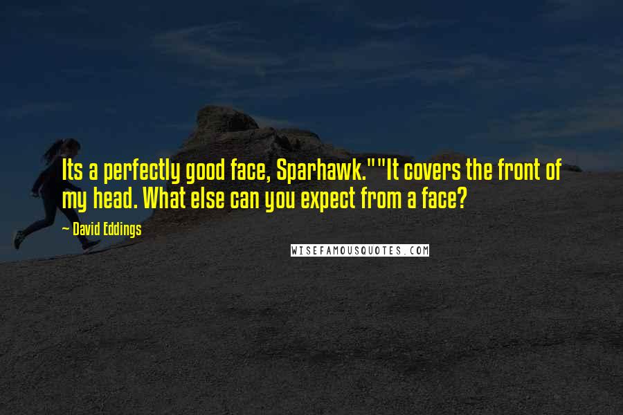 David Eddings Quotes: Its a perfectly good face, Sparhawk.""It covers the front of my head. What else can you expect from a face?