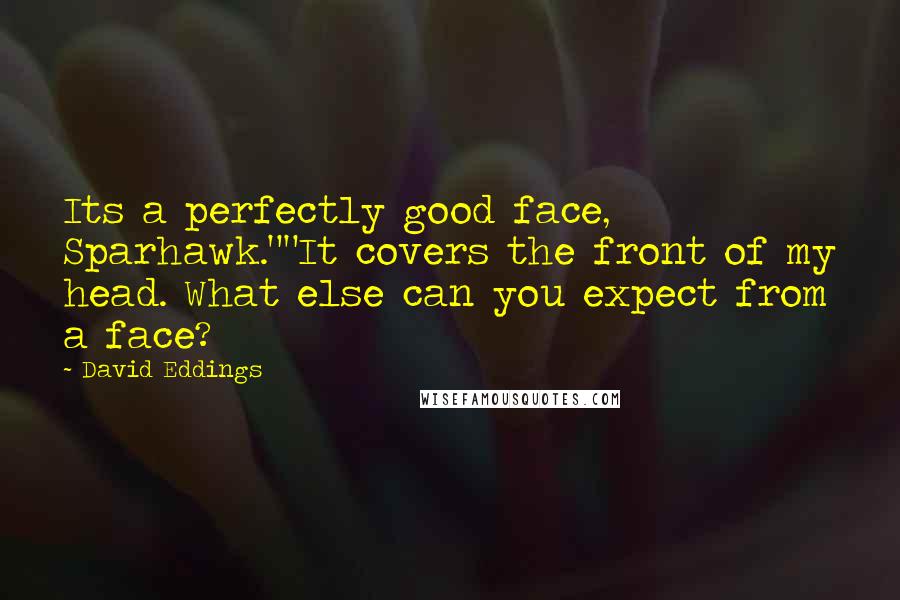 David Eddings Quotes: Its a perfectly good face, Sparhawk.""It covers the front of my head. What else can you expect from a face?