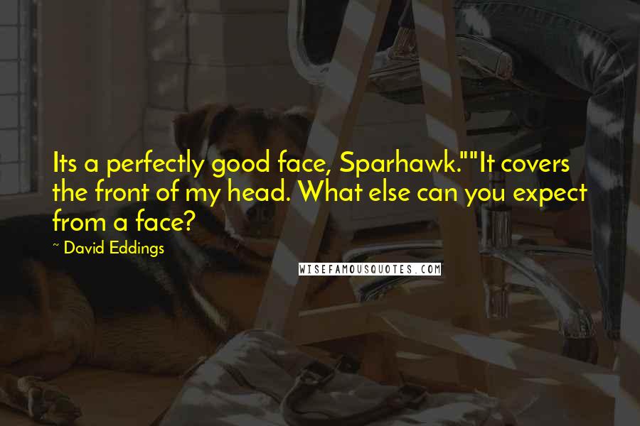 David Eddings Quotes: Its a perfectly good face, Sparhawk.""It covers the front of my head. What else can you expect from a face?