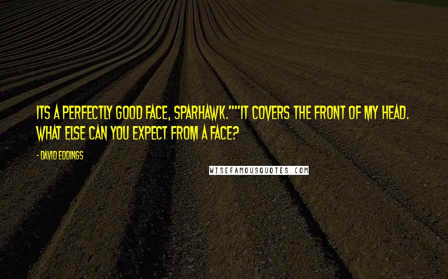 David Eddings Quotes: Its a perfectly good face, Sparhawk.""It covers the front of my head. What else can you expect from a face?