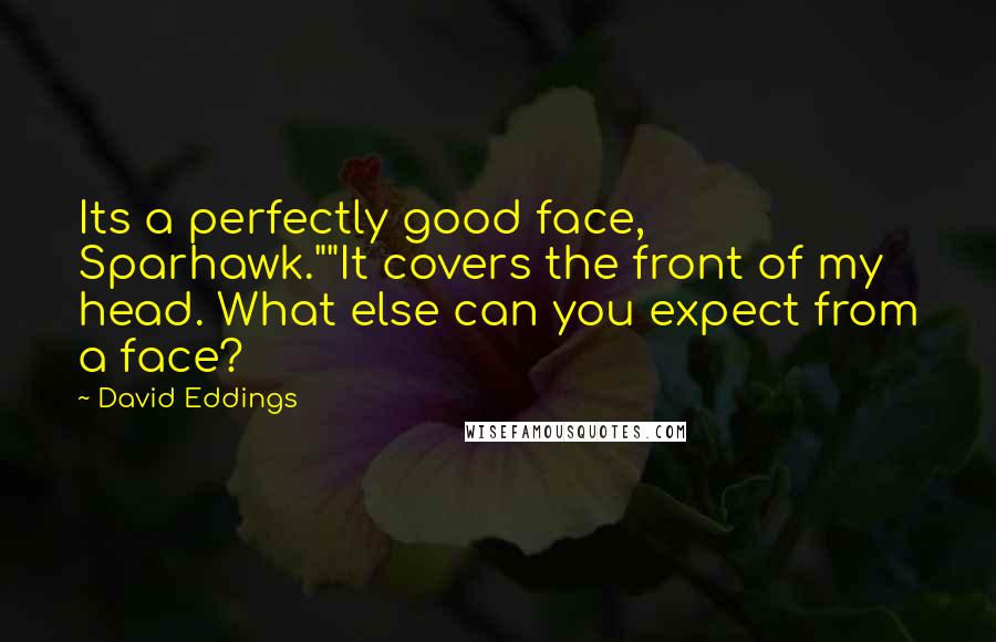 David Eddings Quotes: Its a perfectly good face, Sparhawk.""It covers the front of my head. What else can you expect from a face?
