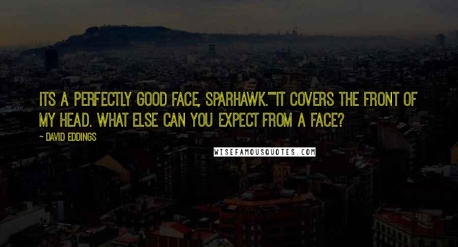 David Eddings Quotes: Its a perfectly good face, Sparhawk.""It covers the front of my head. What else can you expect from a face?